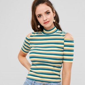 Striped Cold Shoulder Top